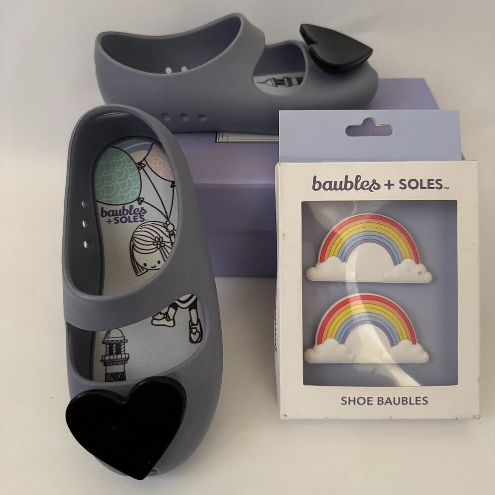 Baubles + Soles Toddler Shoes Heart and Rainbow Bauble